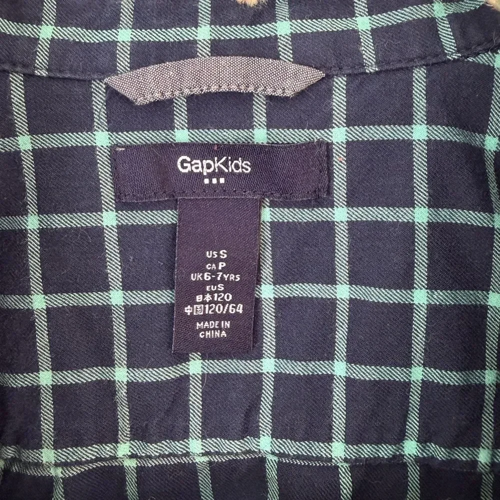 Gap Kids Blue Plaid Button Down Shirt S | Boys Flannel Style Long Sleeve